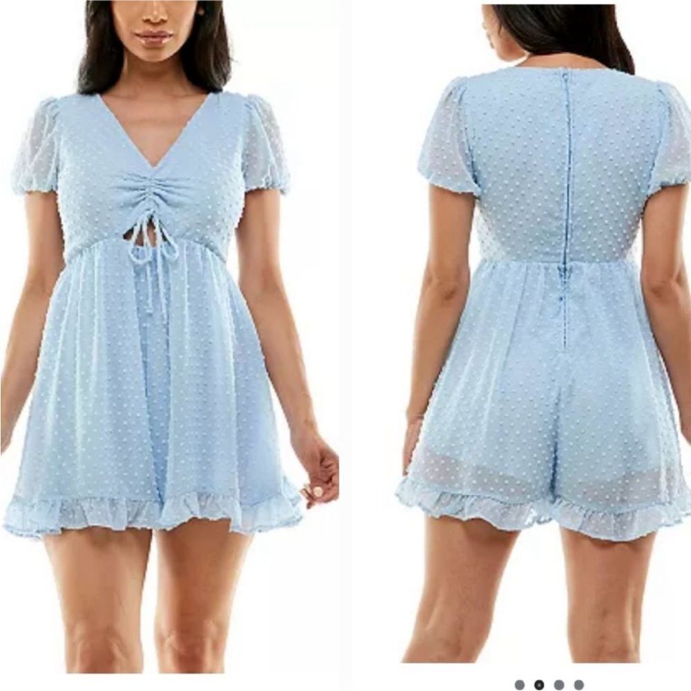 B. Smart Juniors Light Blue Clipped Dot Romper